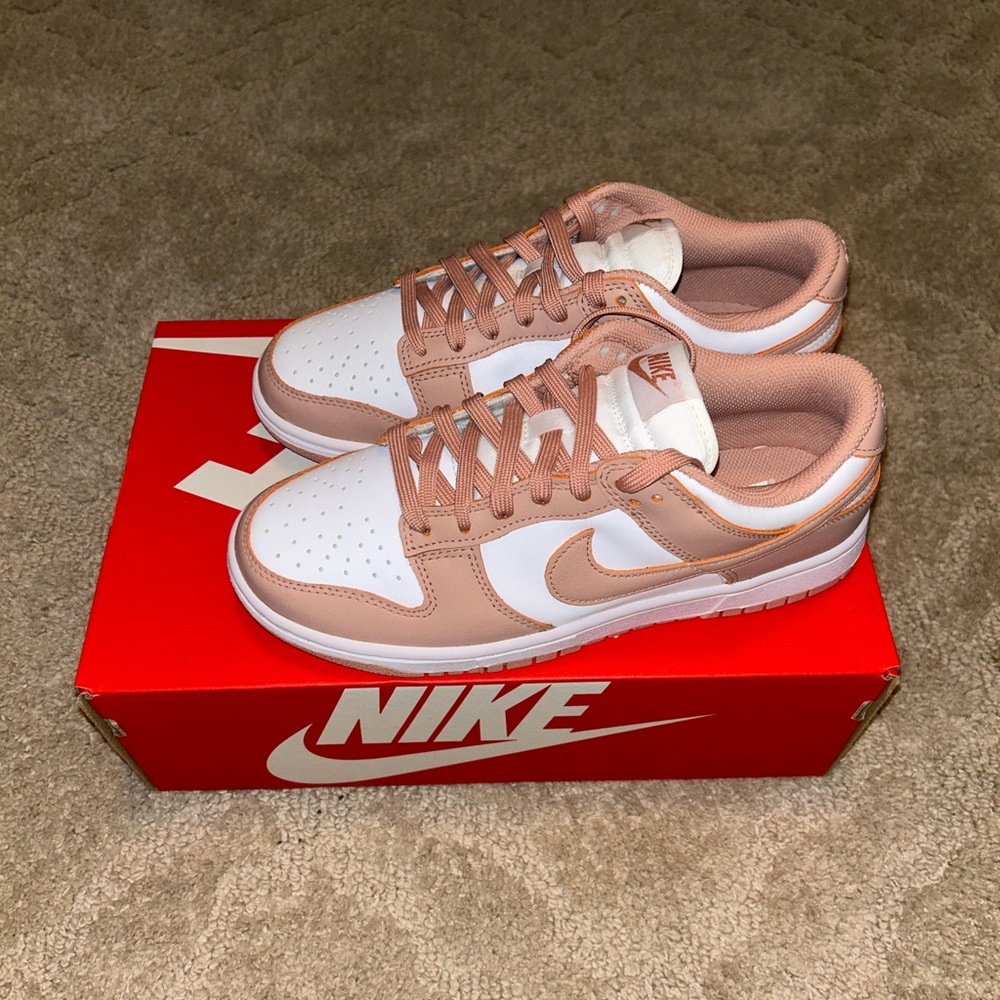 Women’s Nike Dunk Low White/Rose Whisper - Picture 1 of 6